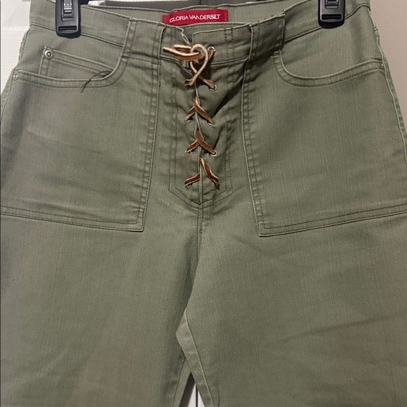 Gloria Vanderbilt Y2K Lace-Up Crop Capri Jeans 10P – Green - Picture 3 of 8